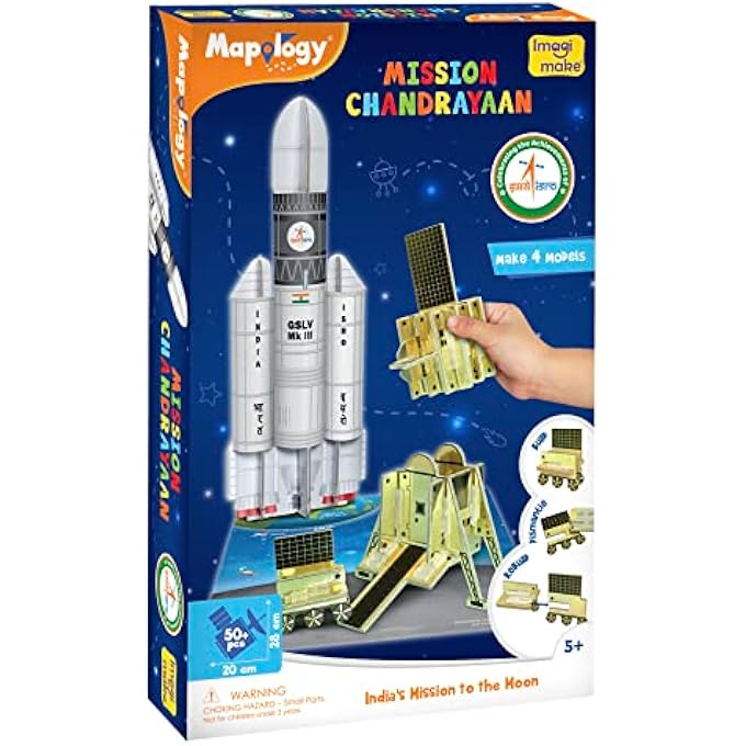 MAPOLOGY CHANDRAYAAN | ISRO ROCKET MODEL & SATELLITE | ASTRONAUT TOY | EDUCATIONAL TOYS FOR KIDS 5+YEARS | 3D PUZZLES | GIFTS FOR 5 YEAR OLD BOY & GIRL - MULTICOLOR - Image 1